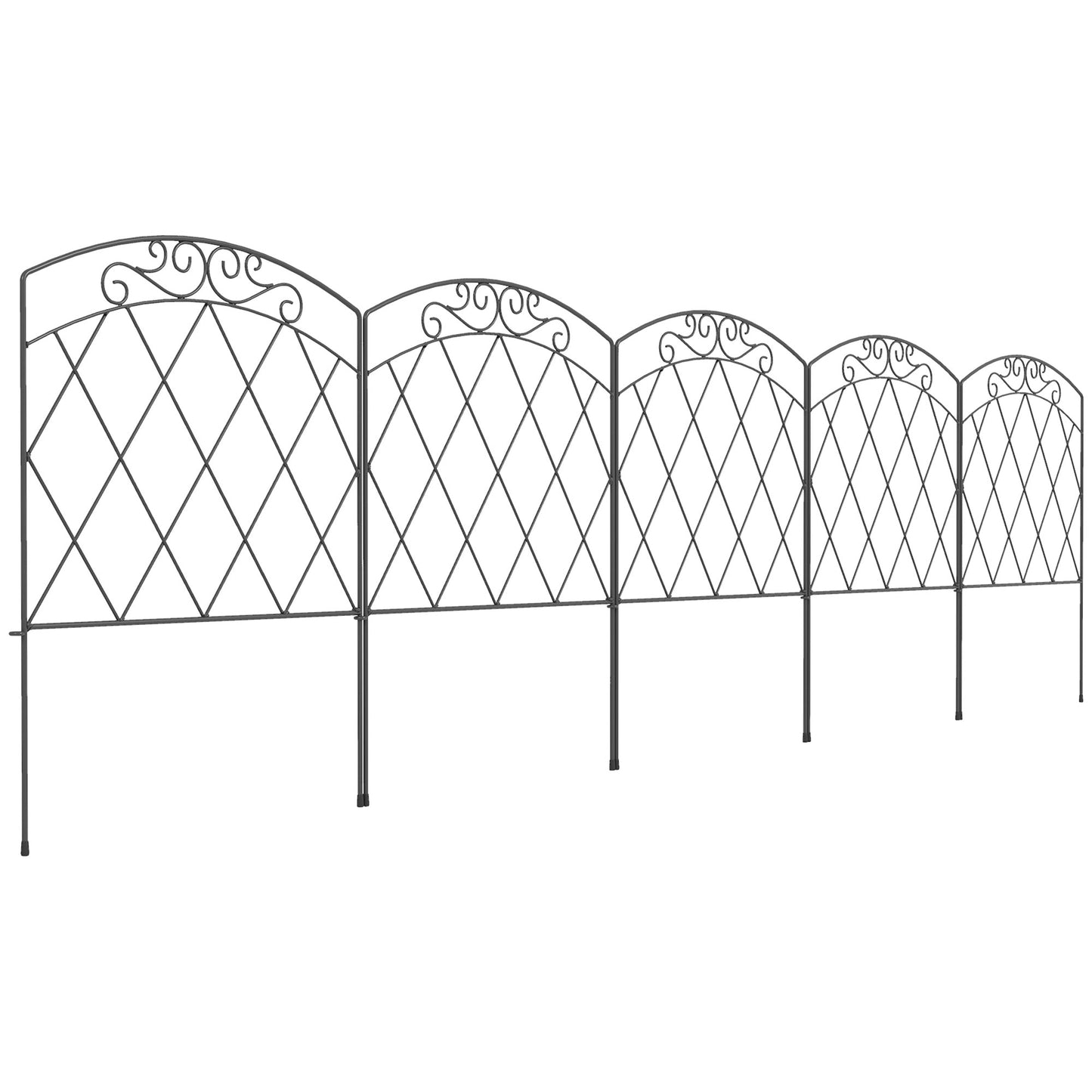 Outsunny 3m Decorative Metal Garden Fence - Diamond and Swirl Pattern Default Title