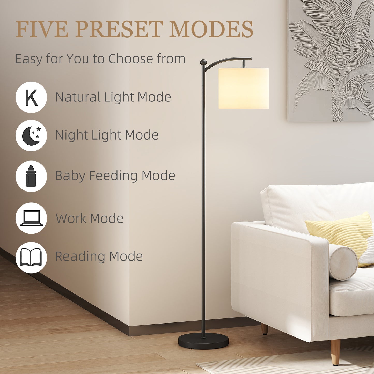 HOMCOM LED Floor Lamp with Remote Control - Black