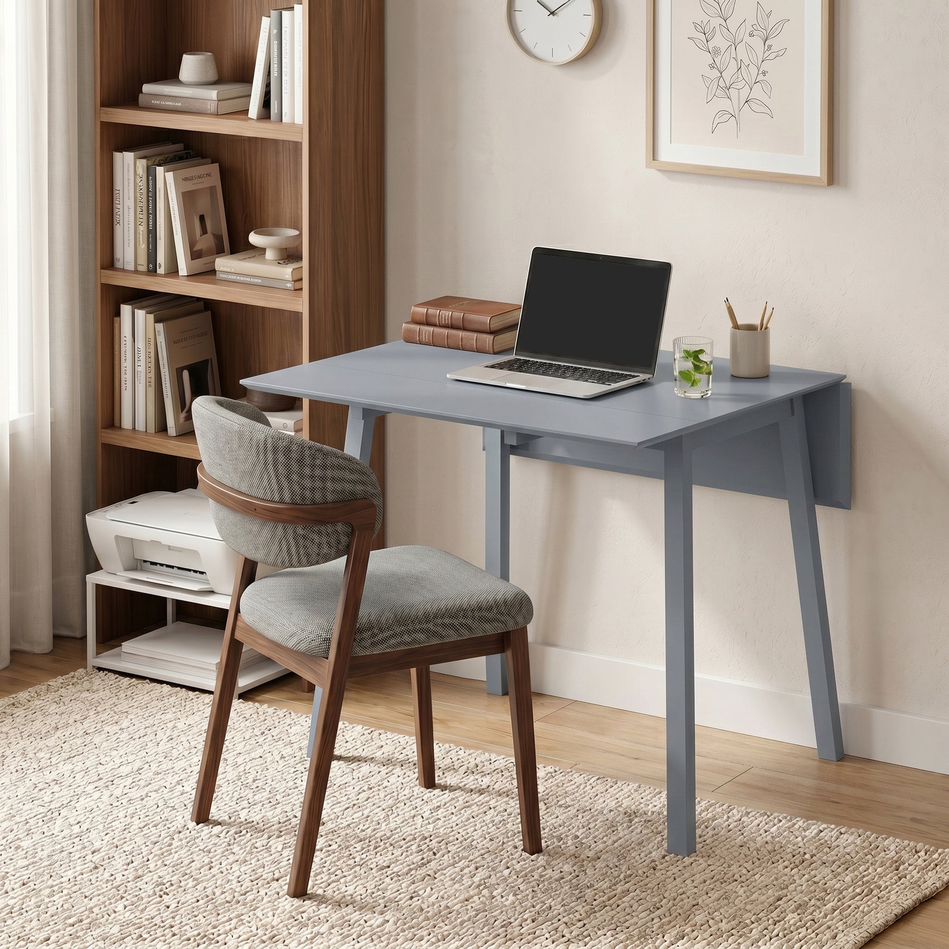 HOMCOM Solid Wood Folding Dining Table, Drop Leaf Table for 2-4 People, Rectangle Kitchen Table