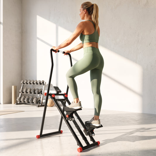 SPORTNOW Stair Stepper for Home Gym with 3 Resistances, Foldable Vertical Stair Climber with Adjustable Handlebar, LCD Monitor