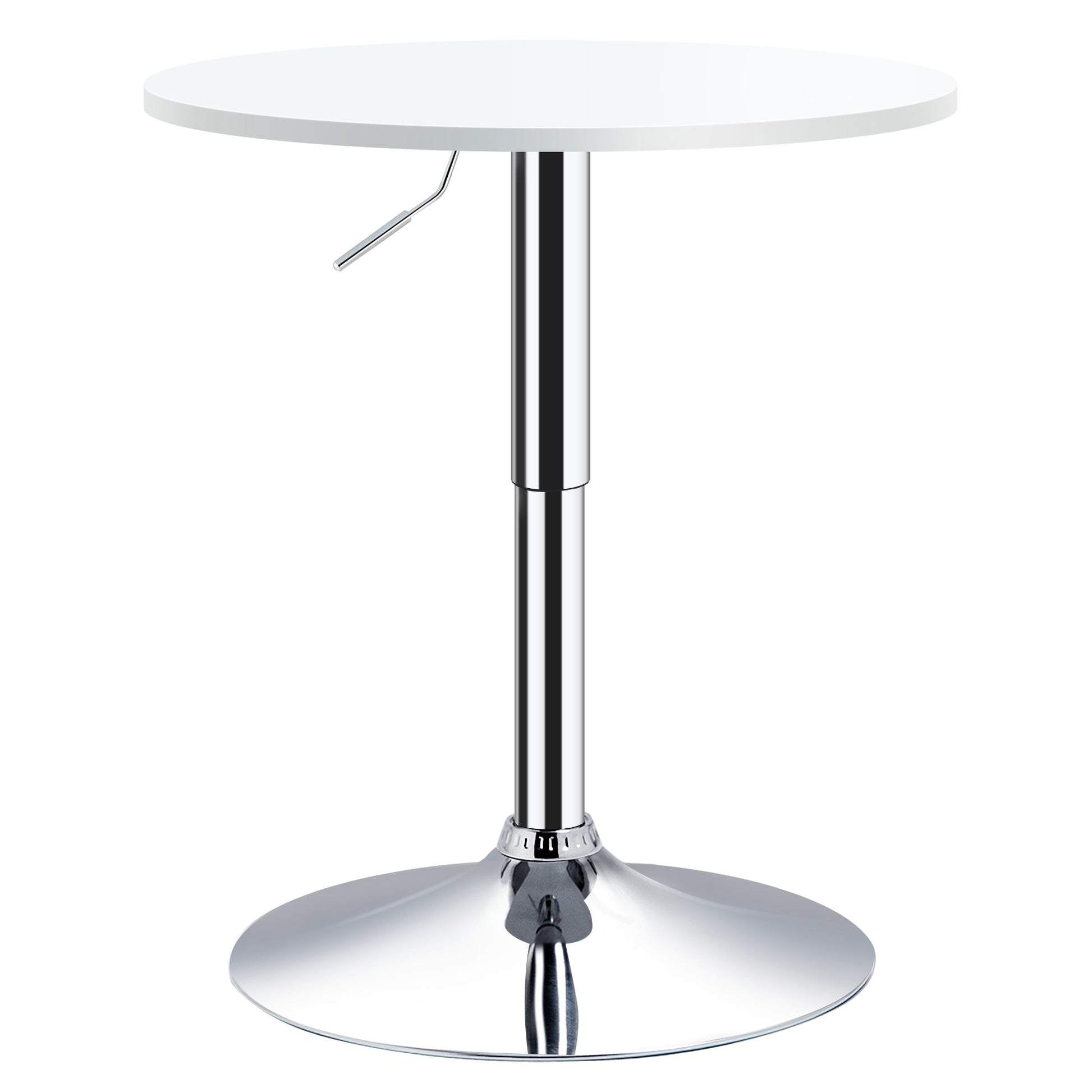 HOMCOM Bar Table Î¦60cm Adjustable Height Round Bistro Table w/ Swivel Top Metal Frame Counter Surface Stylish Kitchen Conservatory White