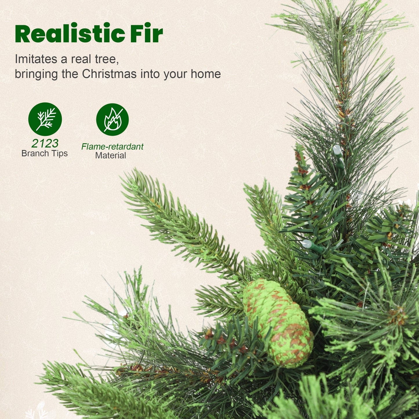 HOMCOM 180cm Carolina Pine Christmas Tree with Colourful DIY Synchronized LED Lights and Remote