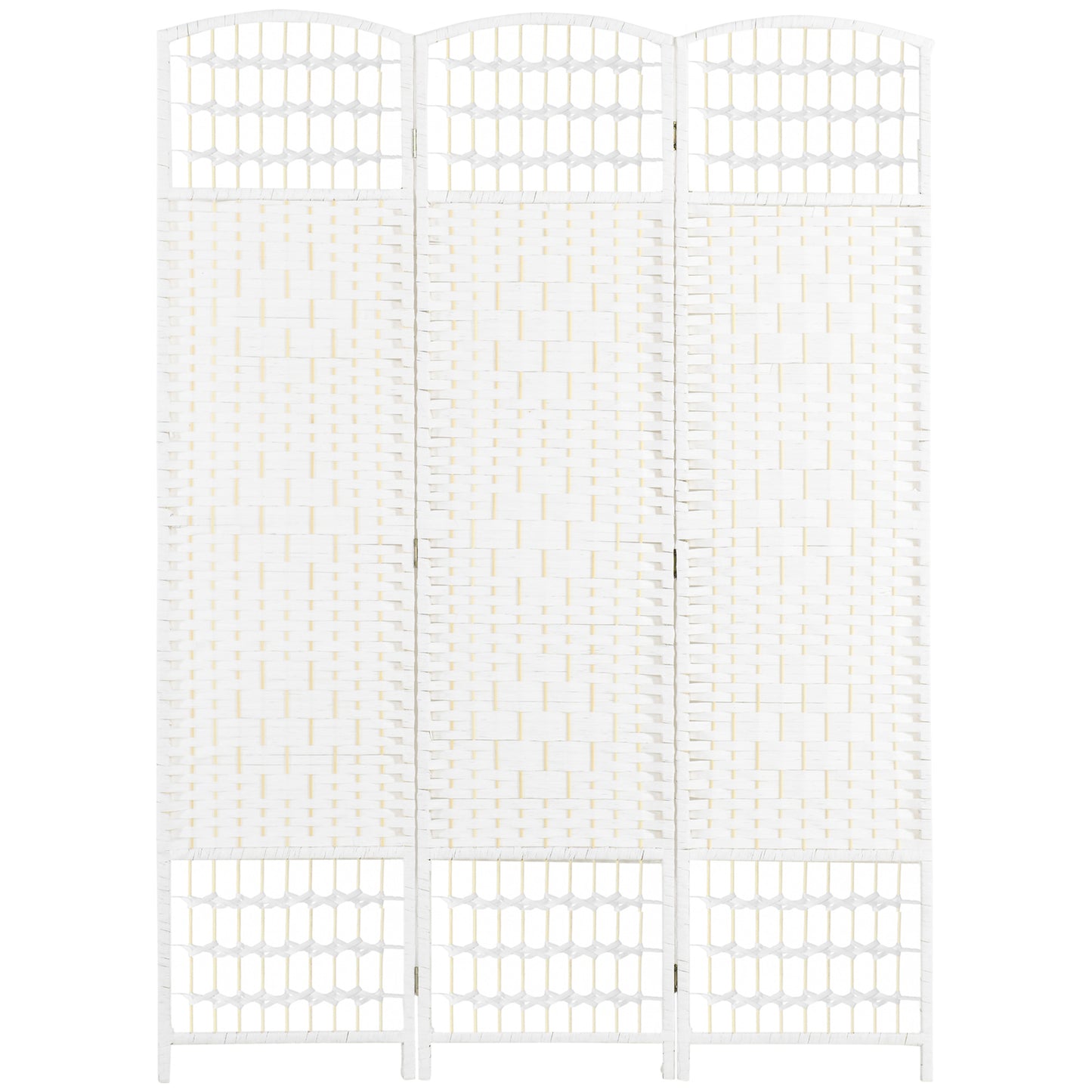 HOMCOM 3 Panel Folding Room Divider, Privacy Screen, Paravent Partition Separator for Living Room, Bedroom, White