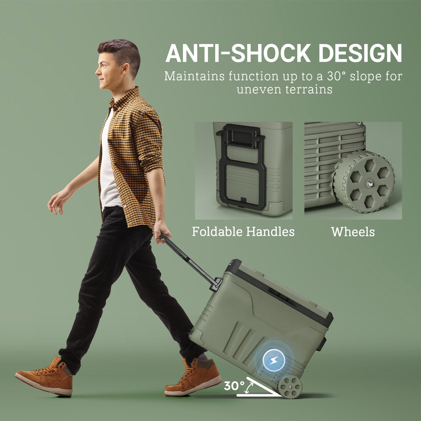 Outsunny 45L Two Compartment Car Fridge Cooler - Green