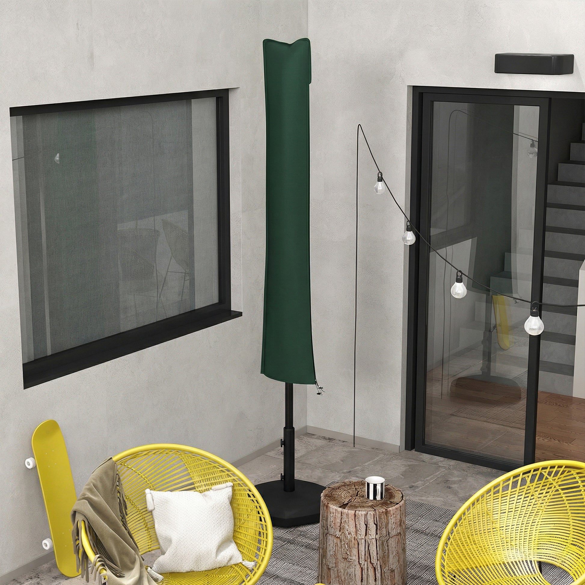 Outsunny Parasol Cover, Cantilever Umbrella Cover for 2-3.5 m Parasols, Banana Umbrella Protector with Zipper, Green