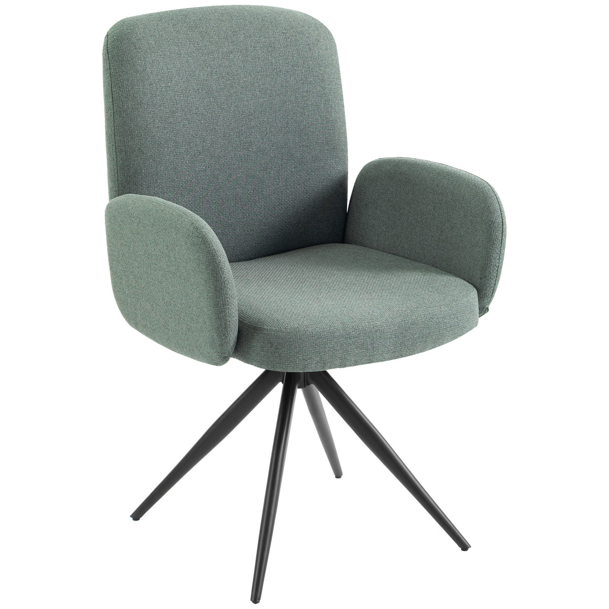 HOMCOM Swivel Accent Chair, Upholstered Linen-Look Armchair with Curved Backrest, Wrapped Armrests for Living Room, Light Green Default Title