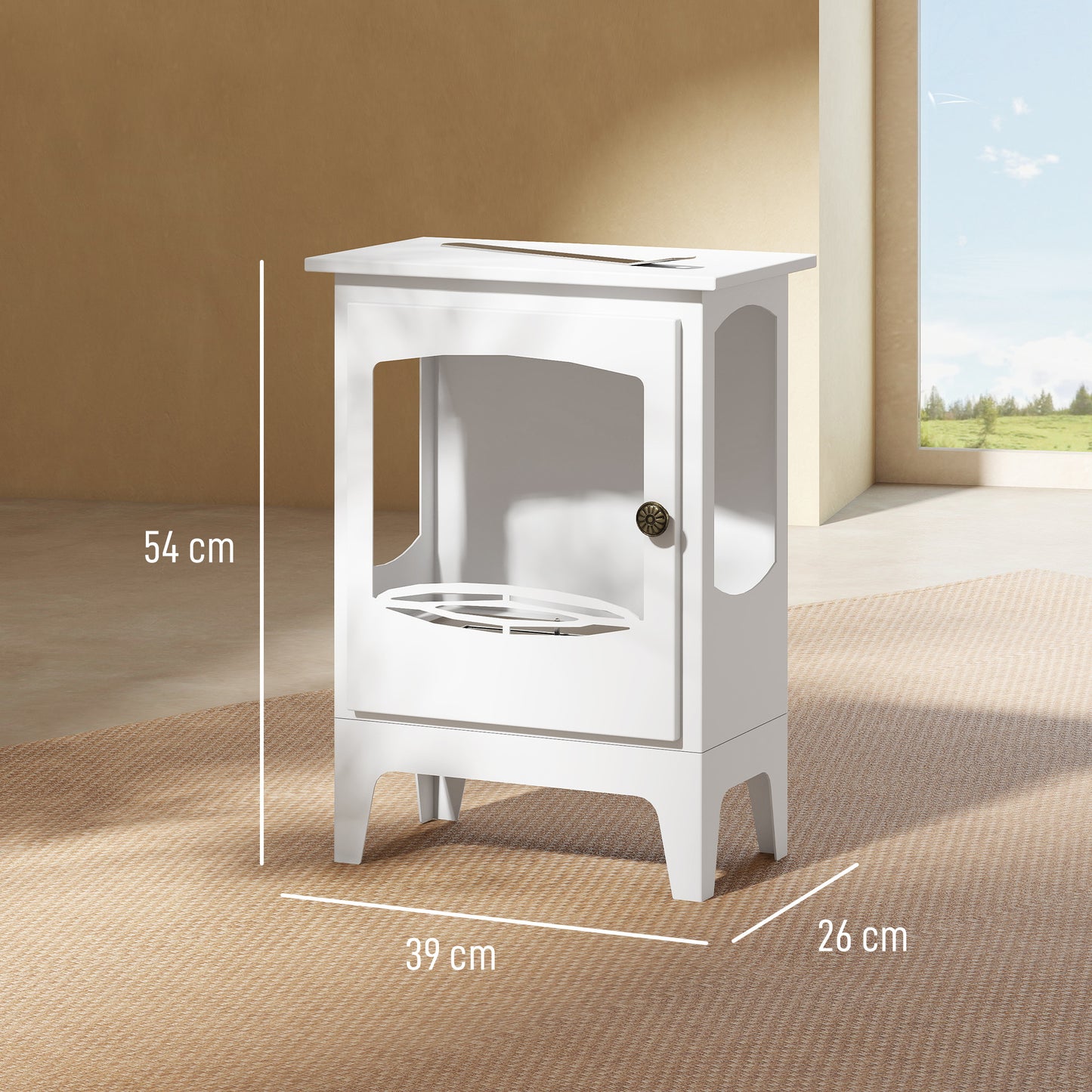 HOMCOM Freestanding Ethanol Fireplace, Steel Bioethanol Fireplace with Stainless Steel Flame Snuffer, 1.2L Tank, 3 Hours Burning Time for Indoor, White