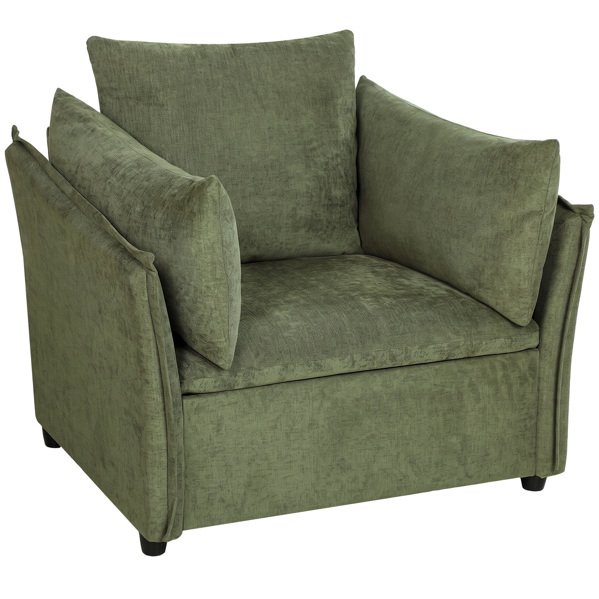 HOMCOM Modern Lounge Chair, Chenille Accent Chair w/ Armrest  Pillow, Thick Cushion, Deep Seat & Padded High Back, Light Green