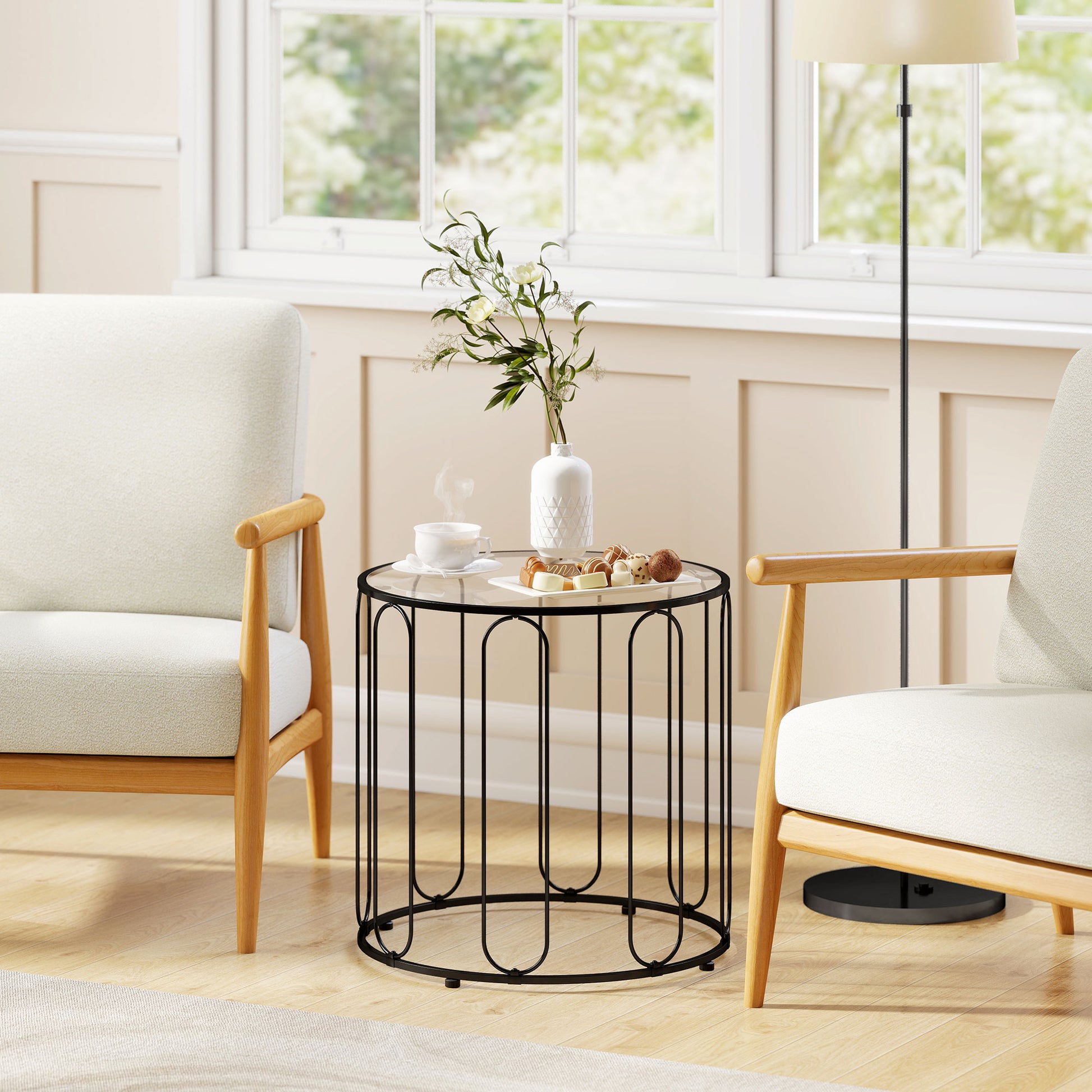 HOMCOM Elliptical Cut-Out Nesting Tables - Black