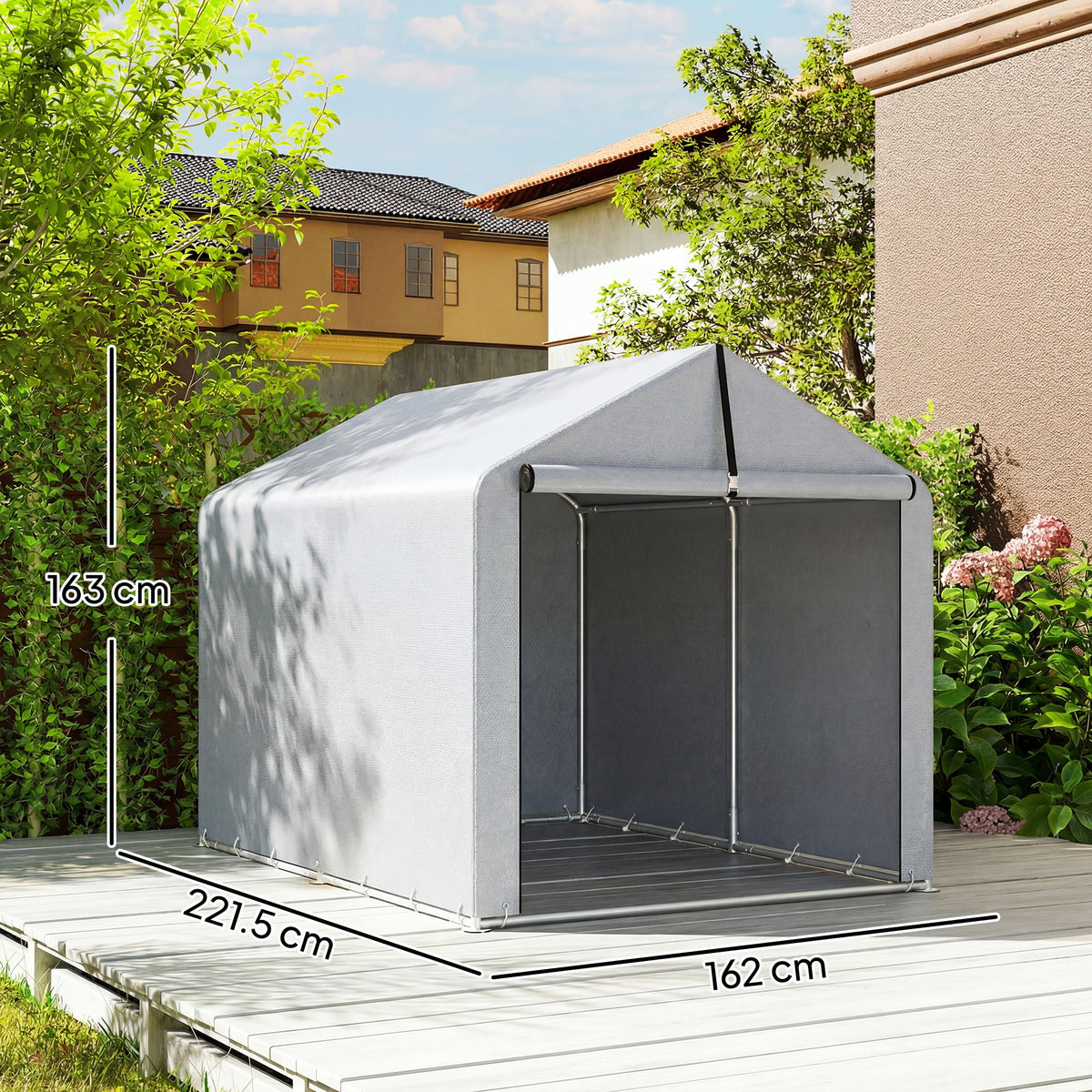 Outsunny 1.6 x 2.2m Garden Shed Tent, Waterproof Outdoor Storage Tent, Roll-up Zipper Door Galvanised Steel Frame, Light Grey