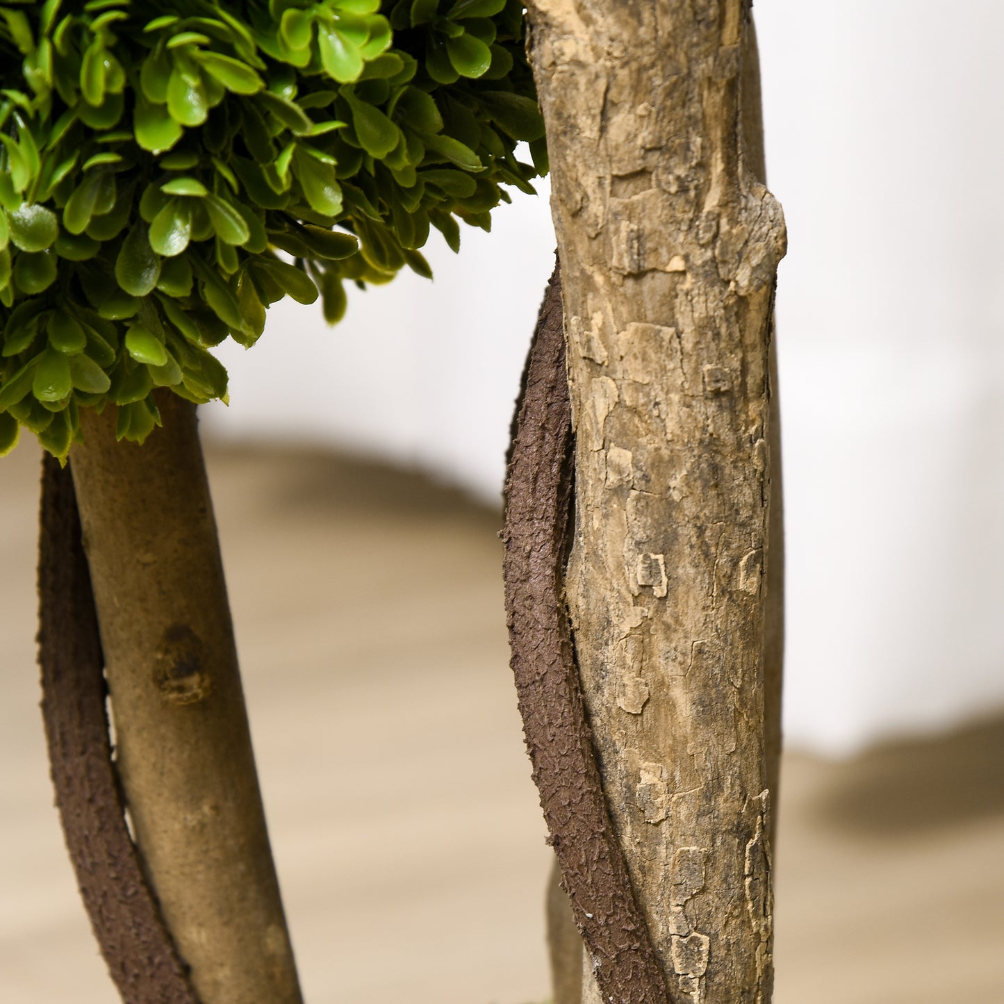 HOMCOM Set of 2 Decorative Artificial Plants, Boxwood Ball Topiary Trees in Pot Fake Plants for Home, Indoor&Outdoor Decor, 90 cm, Light Green