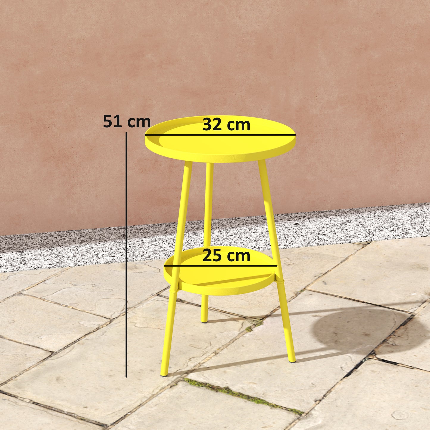  with a lower shelf - plenty of holding and display space for essentials and more in garden and outdoor areas.</li><li>Tray-style tops: Low rise border on both levels of balcony table helps prevents items falling off