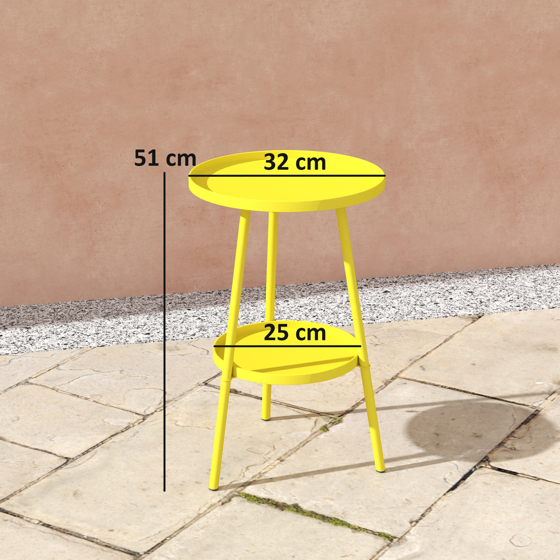  with a lower shelf - plenty of holding and display space for essentials and more in garden and outdoor areas.</li><li>Tray-style tops: Low rise border on both levels of balcony table helps prevents items falling off