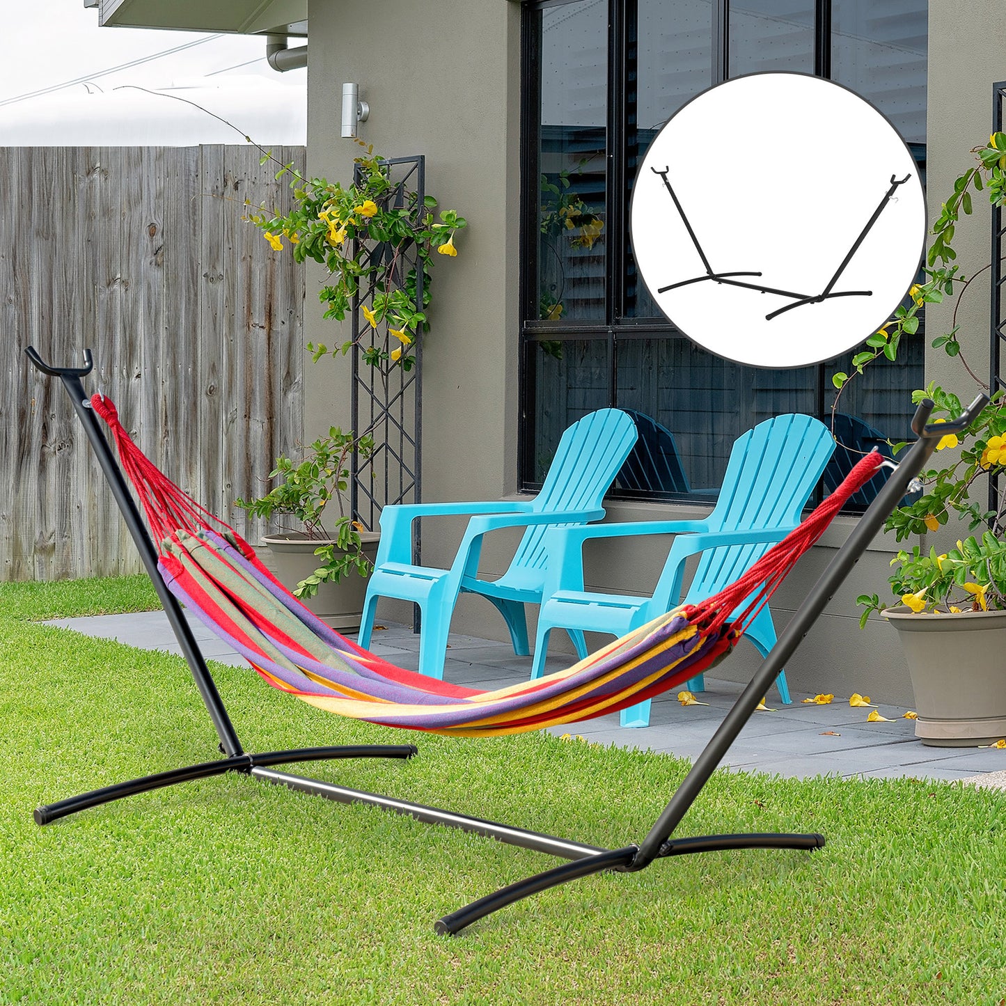 Outsunny 2.86m Universal Hammock Stand Metal Frame Garden Camping Picnic Outdoor Patio Replacement â€“ Stand Only