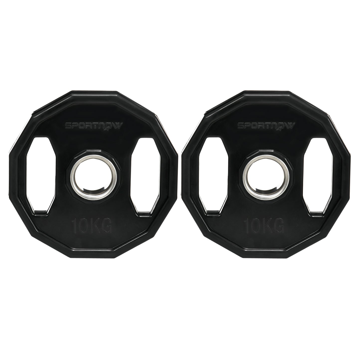 SPORTNOW Olympic Weight Plates Set, Metal and Rubber Bumper Plates Weights Discs with 2"/5cm Holes, for Home Gym Weight Lifting Strength Training, 2 x 10kg, Black