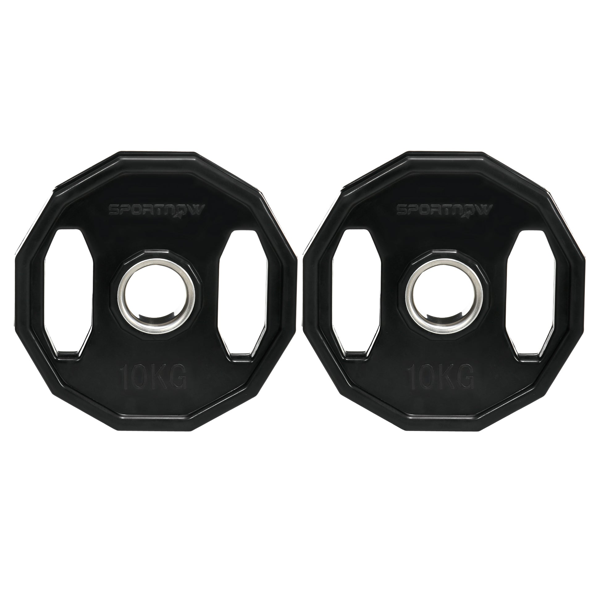 SPORTNOW Olympic Weight Plates Set, Metal and Rubber Bumper Plates Weights Discs with 2"/5cm Holes, for Home Gym Weight Lifting Strength Training, 2 x 10kg, Black