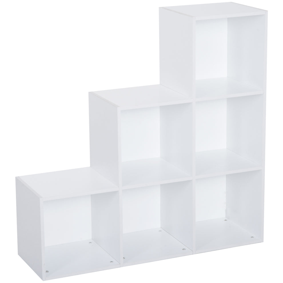 HOMCOM 3-tier Step 6 Cubes Storage Unit Particle Board Cabinet Bookcas ...