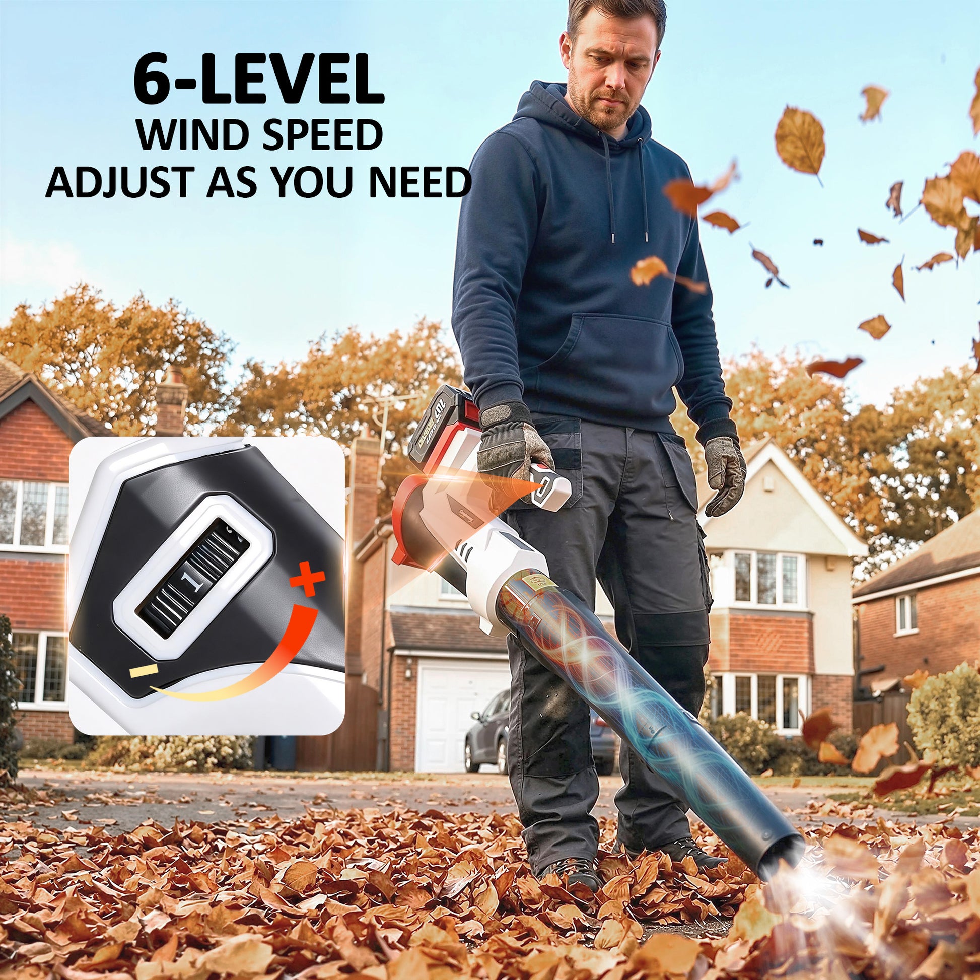 Outsunny Leaf Blower Cordless with 4000mAh Battery & Charger, 18V Lightweight Handheld Garden Blower with 6 Speed Levels