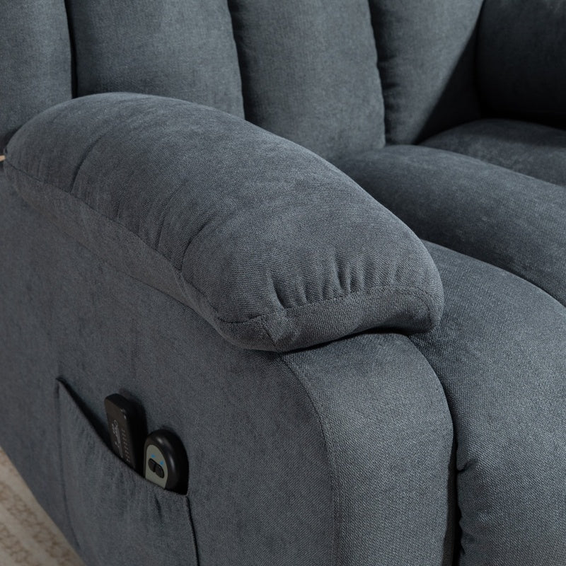 HOMCOM Power Lift Recliner Chair with Massage, Overstuffed Lift Chair for Elderly with Footrest, Remote and Side Pocket, Grey