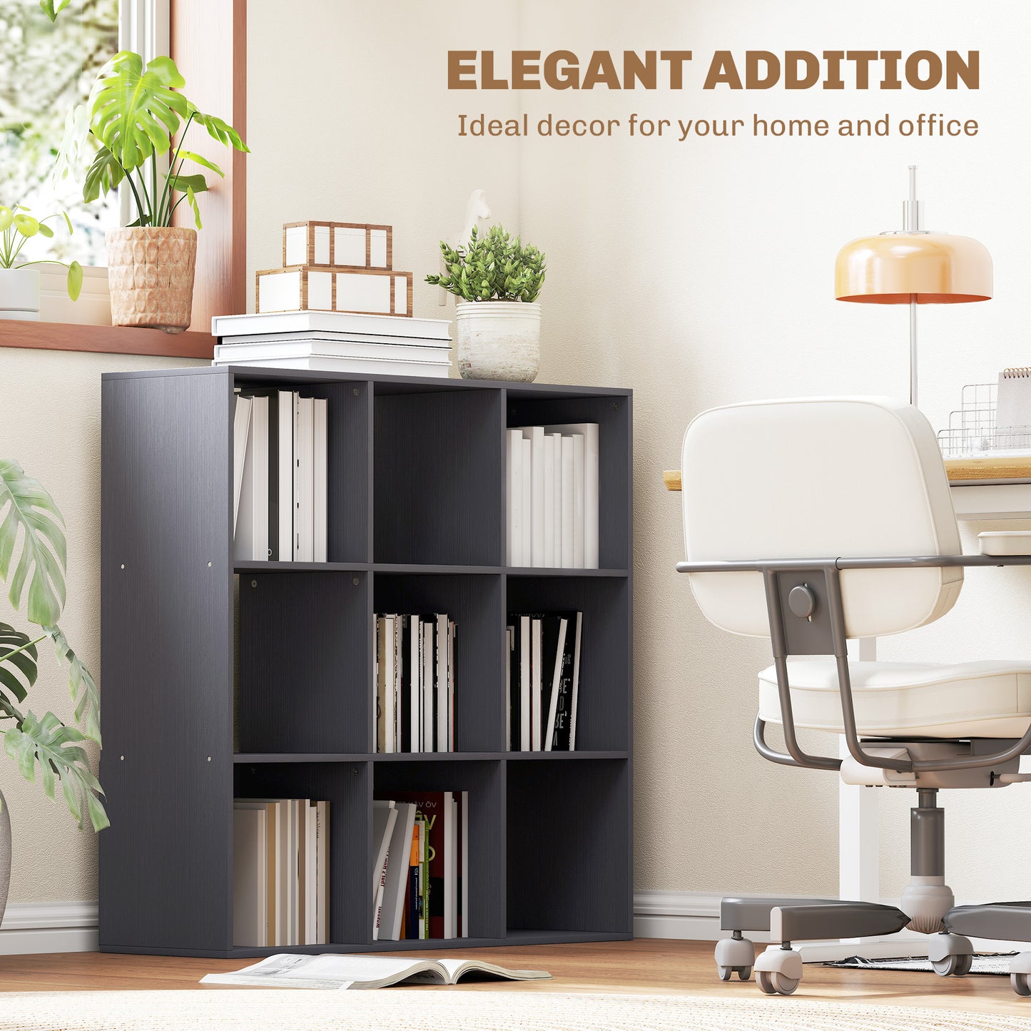 HOMCOM Nine-Cube Storage Shelf - Grey