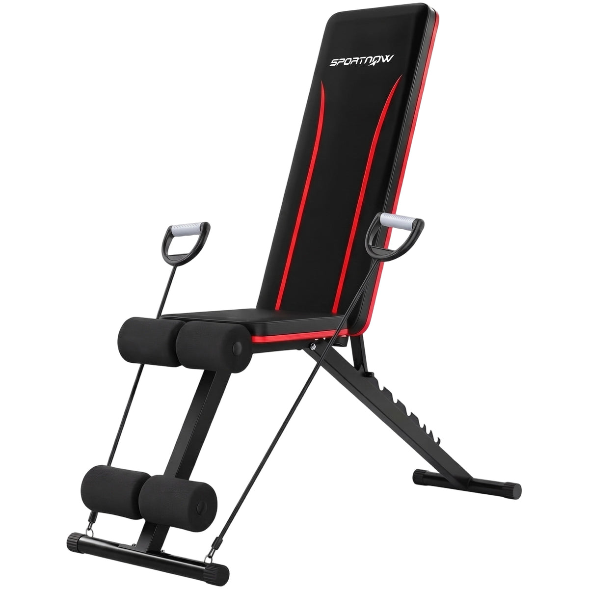 SPORTNOW Adjustable Weight Bench for Home Gym, Foldable Incline Decline Bench Press with Resistance Bands, 7-Position Backrest Default Title