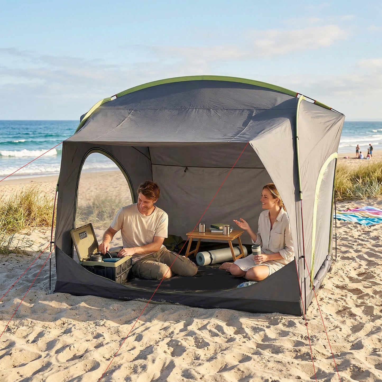 Outsunny Car Tent with 2.35m Stand-Up Height, 3000mm Waterproof Tailgate Tent with Mesh Windows for Family Camping Travelling