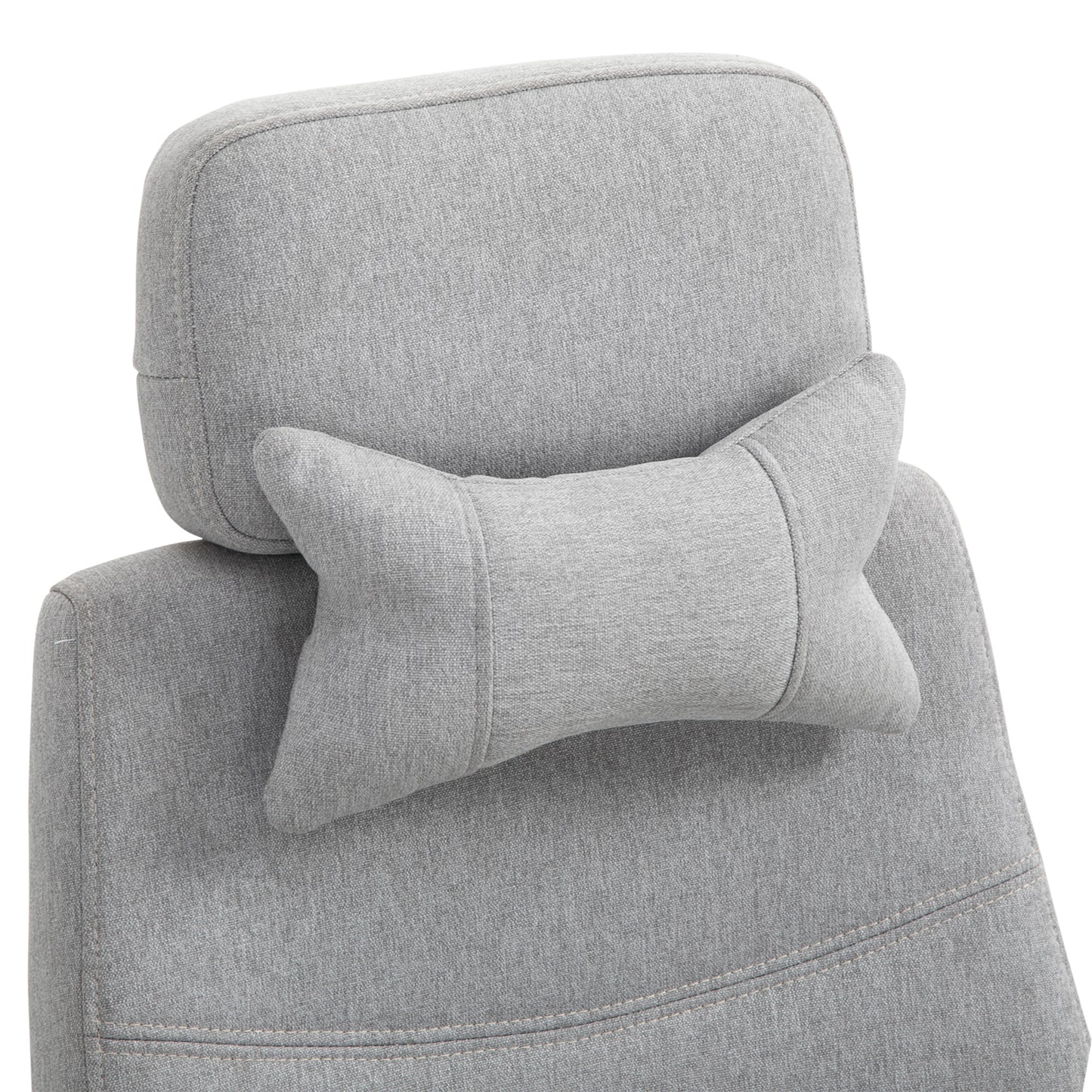 Vinsetto Office Chair, Ergonomic Desk Chair, High Back Fabric Work Chair with 160Â° Reclining Backrest, Retractable Footrest, Neck and Lumbar Pillow for Home and Study, Grey