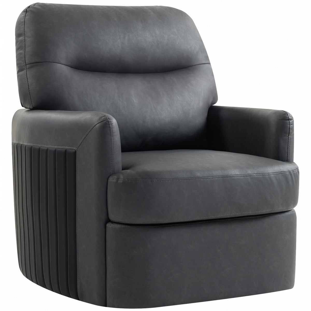 HOMCOM 360Â° Swivel Accent Chair, Modern Armchair with Thick Cushion, PU Leather Upholstered, Dark Grey Default Title