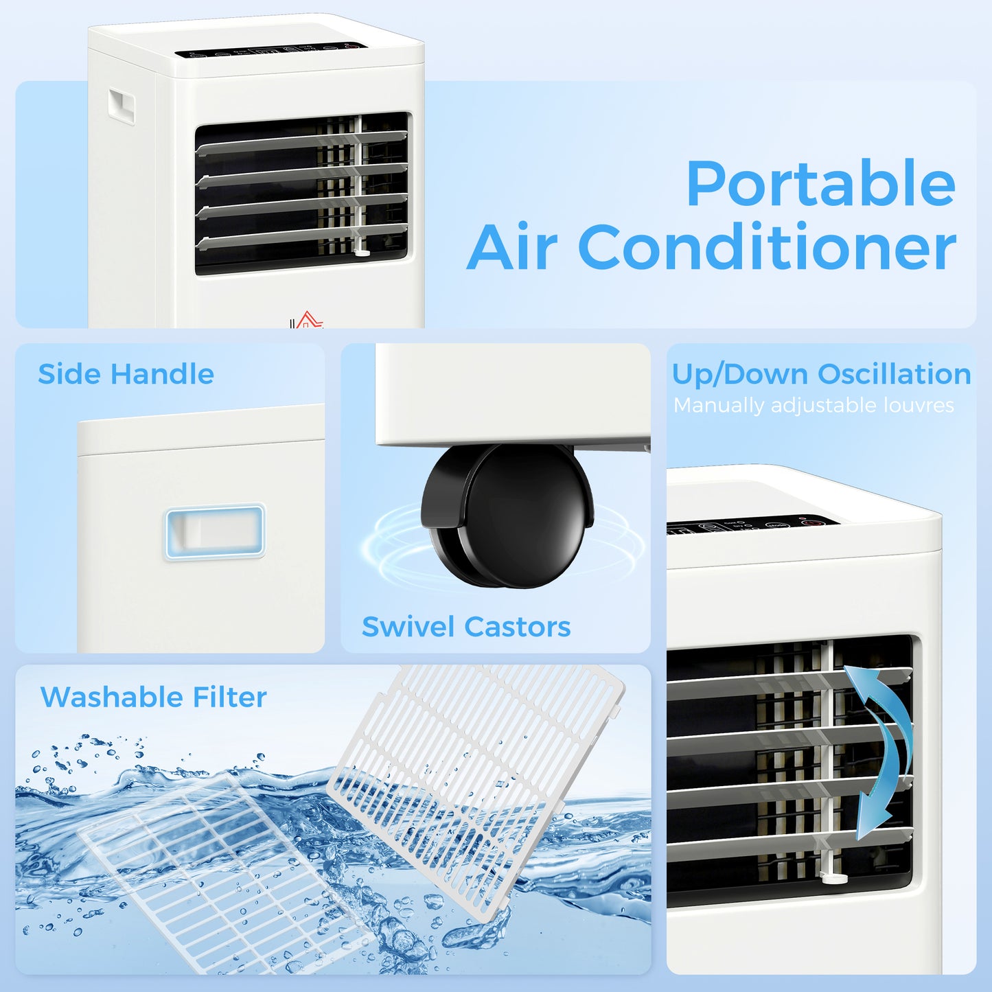 HOMCOM Portable Air Conditioner 9000 BTU, Air Conditioning Unit with Digital Display for Room up to 28ãŽ¡