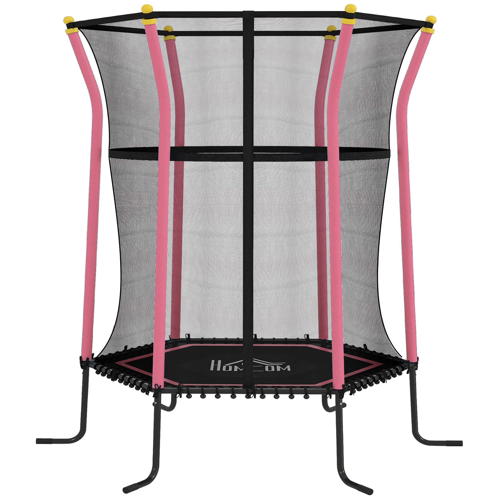 HOMCOM Kids Trampoline Mini Bouncer with Enclosure Safety Net For Ages 3-10 Years - Pink