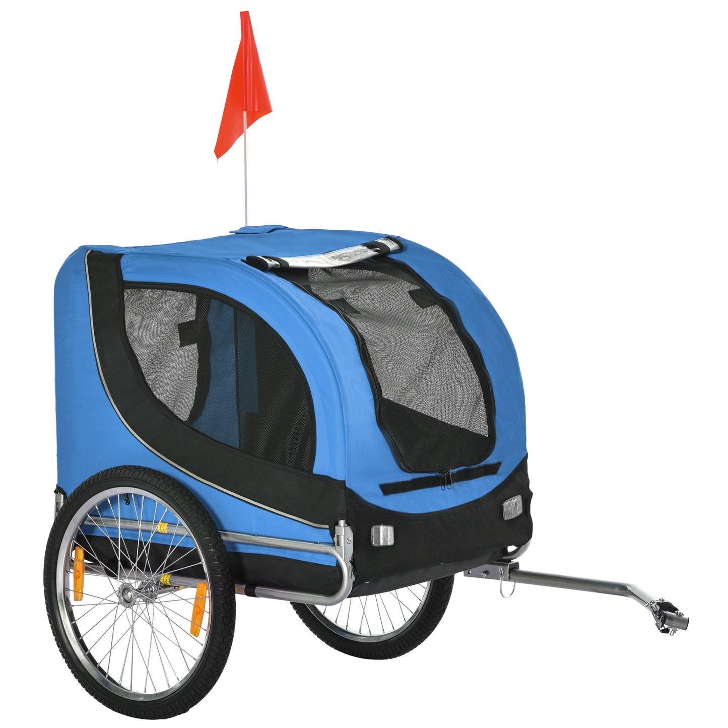 PawHut Steel Dog Bike Trailer Pet Cart Carrier for Bicycle Kit Water Resistant with Hitch Coupler Travel Black and Blue Default Title