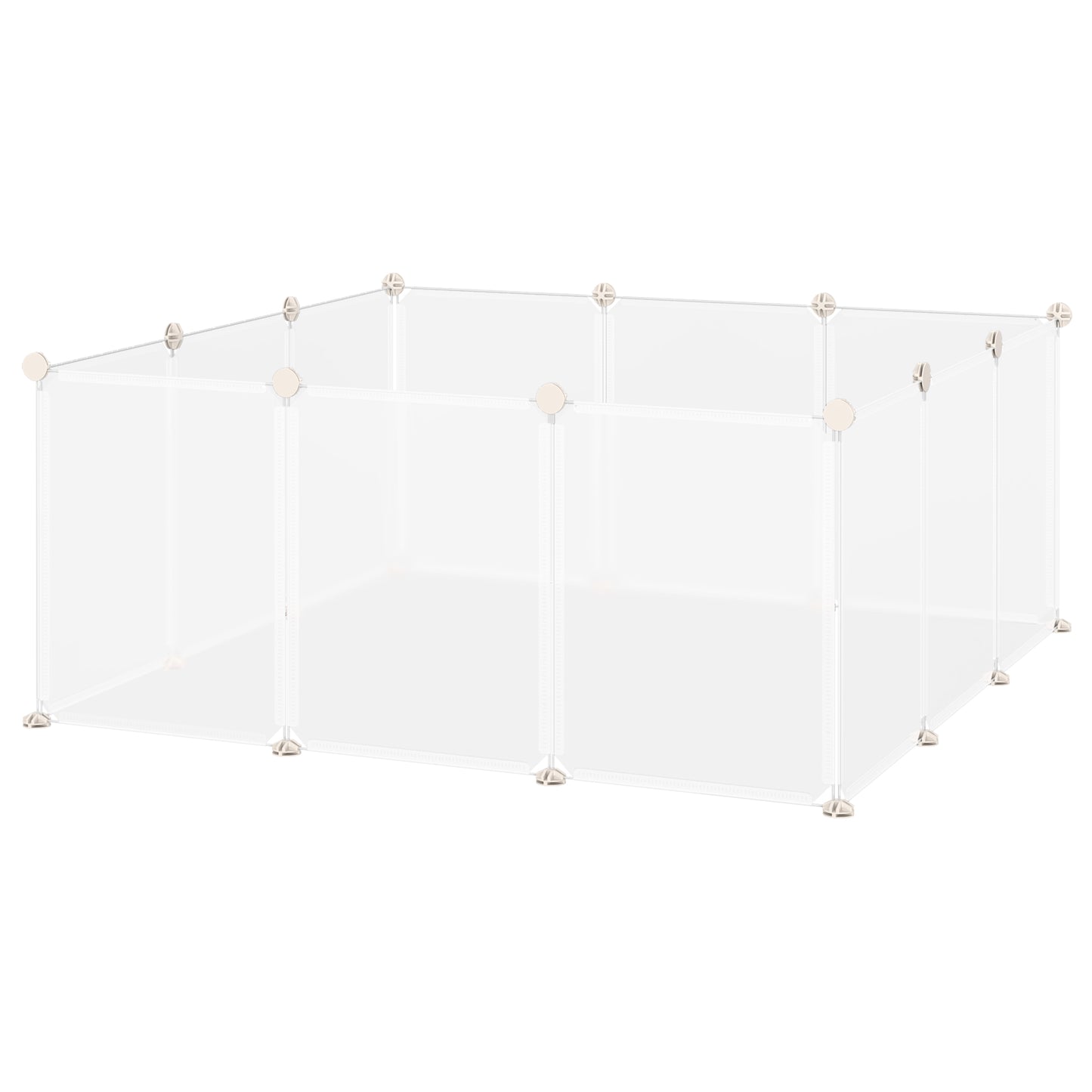 PawHut Pet Playpen DIY Small Animal Cage Open Enclosure Portable Plastic Fence 12 Panels for Hedgehog Guinea Pig White
