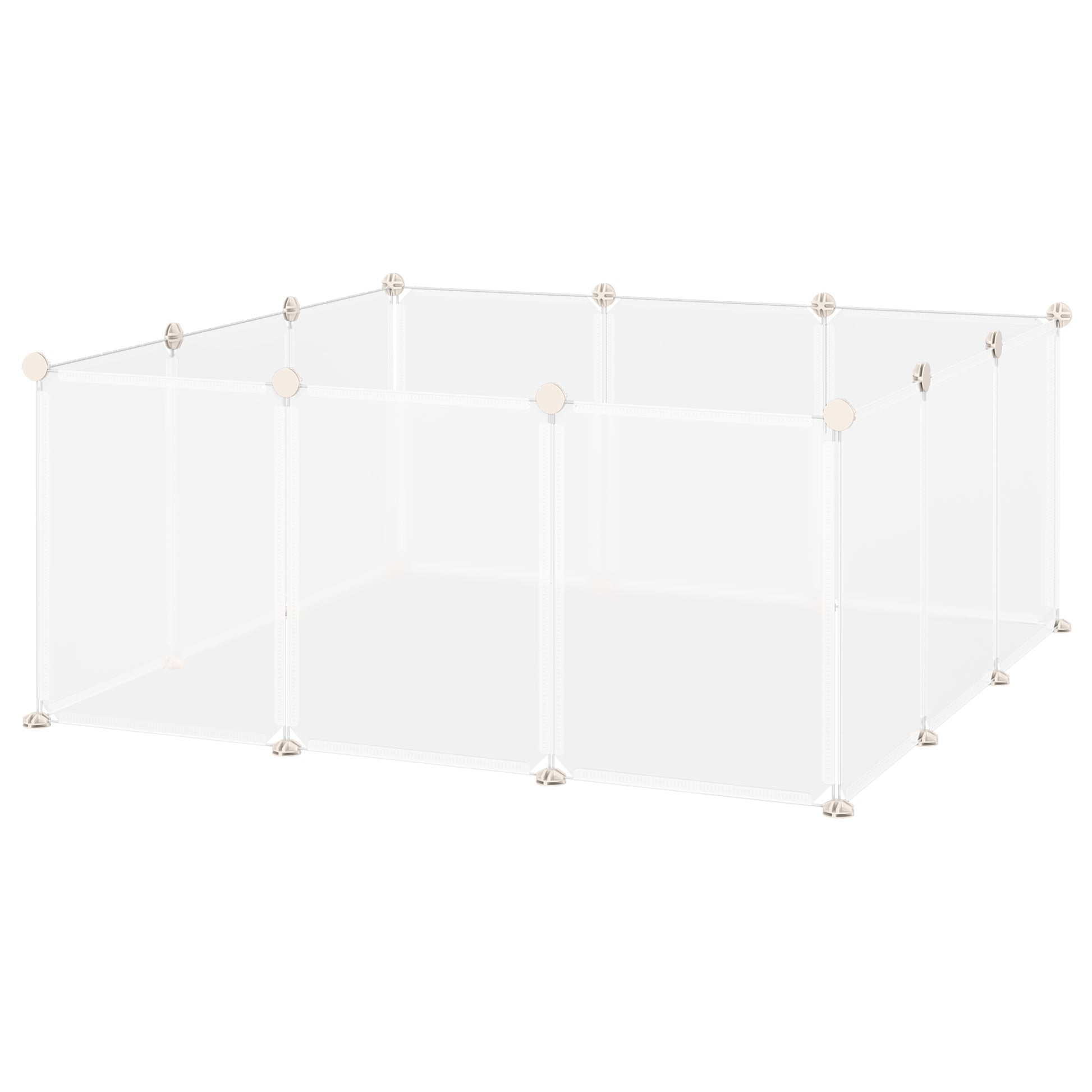 PawHut Pet Playpen DIY Small Animal Cage Open Enclosure Portable Plastic Fence 12 Panels for Hedgehog Guinea Pig White