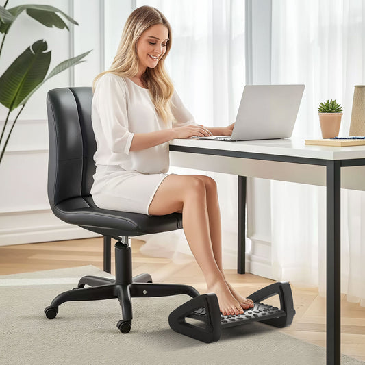 HOMCOM 10Â°-45Â° Six-Angle Massage Footrest - Black