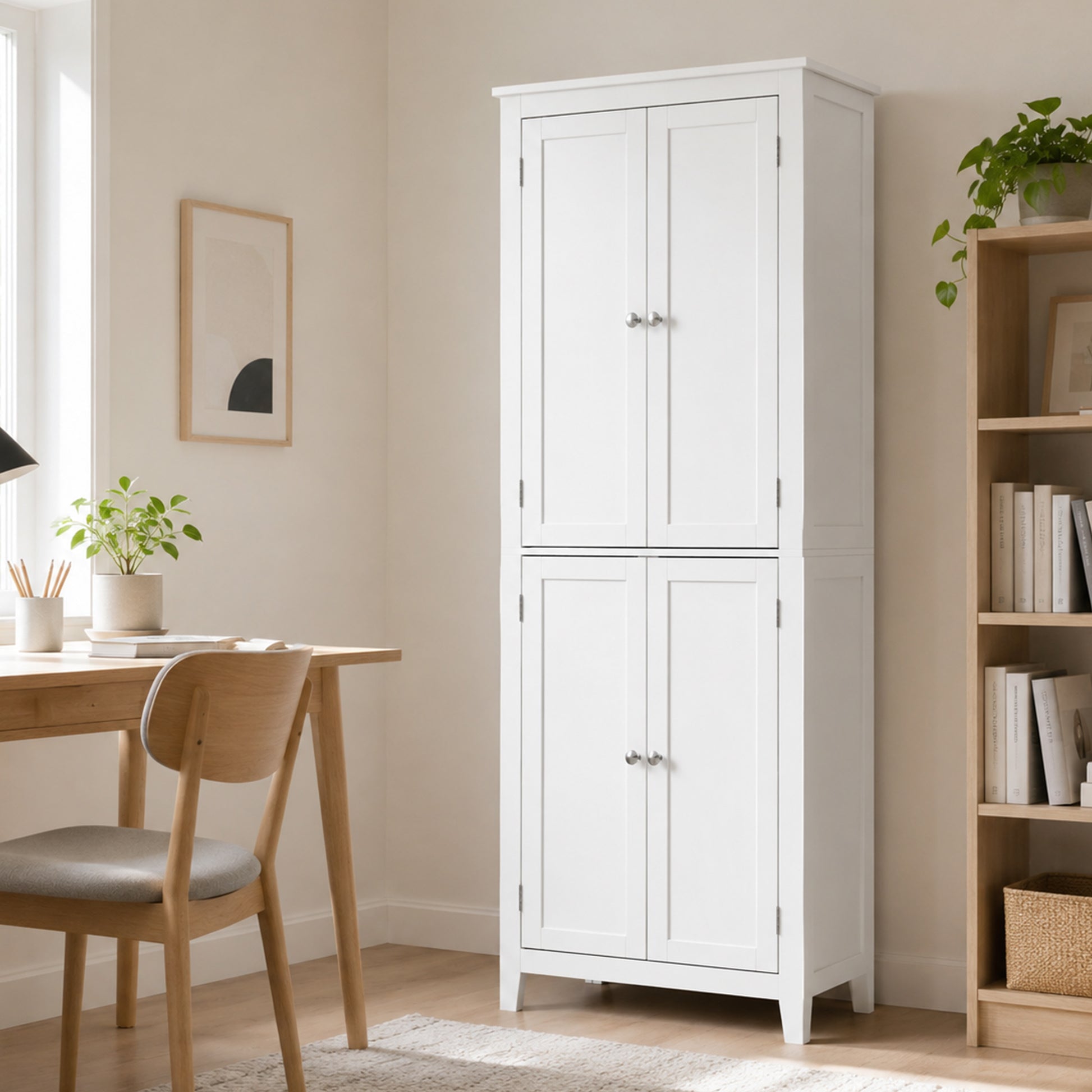 HOMCOM 170 cm Tall Bathroom Storage Cabinet, Freestanding Narrow Bathroom Cabinet with Adjustable Shelves for Laundry Room