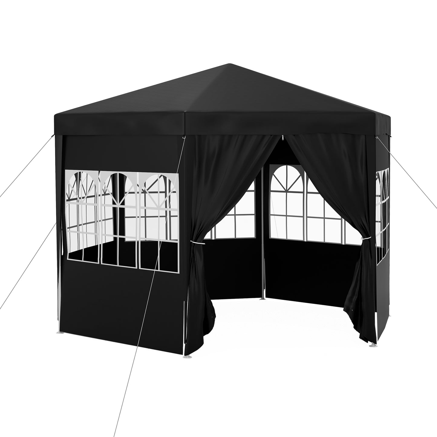 Outsunny 4 m Party Tent Wedding Gazebo Outdoor Waterproof PE Canopy Shade with 6 Removable Side Walls Default Title