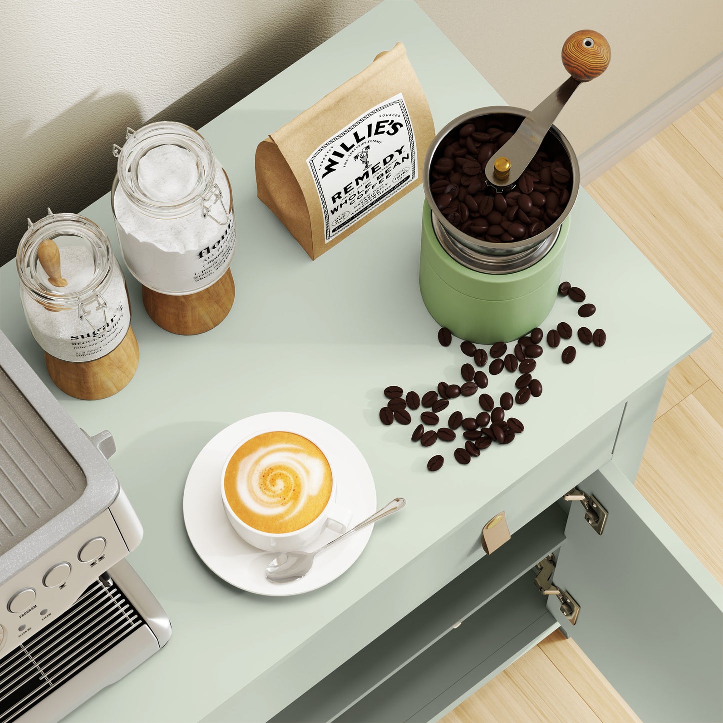 HOMCOM Farmhouse Style Sideboard - Light Green