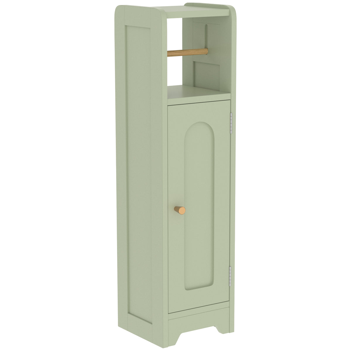 HOMCOM Small Bathroom Storage Cabinet with Toilet Roll Holder - Light Green Default Title