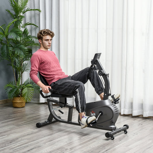 HOMCOM Recumbent Exercise Bike Magnetic Resistance & Adjustable Seat Indoor Cardio Bike for Home Fitness, Black
