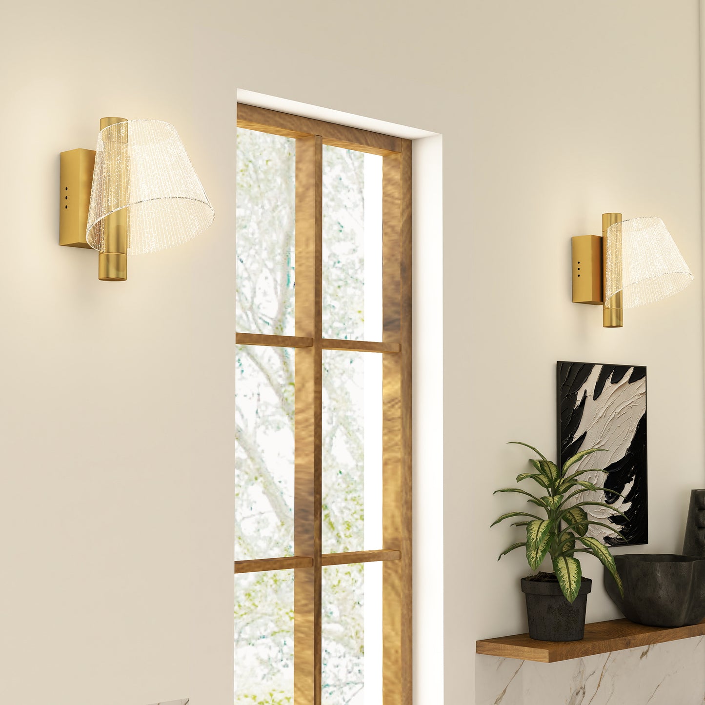 HOMCOM Led Wall Lamp 2 Pack, 5W Modern Indoor Starry Wall Light, Colour Temperature Adjustable 3000K/4000K/6500K, for Bedroom, Living Room, Hallway, Stairs, Gold Tone