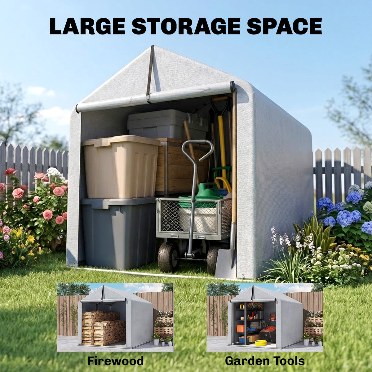 Outsunny 1.6 x 2.2m Garden Shed Tent, Waterproof Outdoor Storage Tent, Roll-up Zipper Door Galvanised Steel Frame, Light Grey