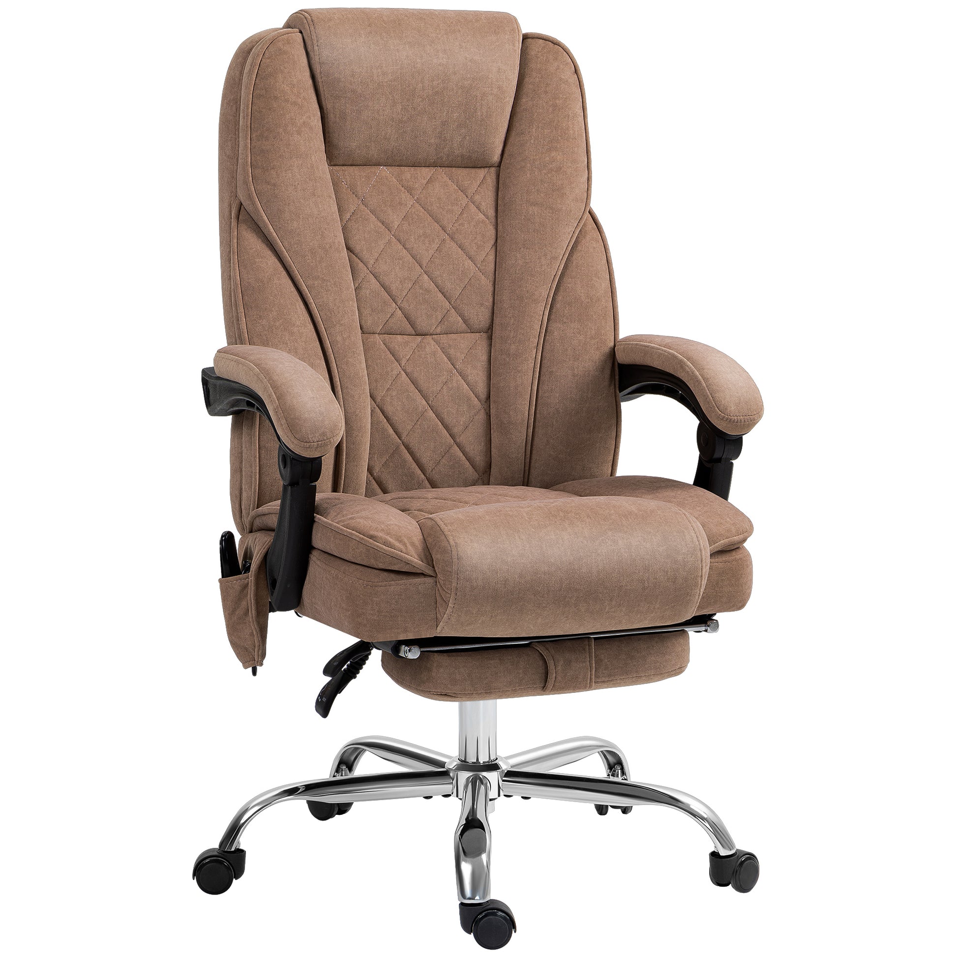 Vinsetto Massage Office Chair, Heated Reclining Computer Chair with Adjustable Height and Footrest, Brown Default Title
