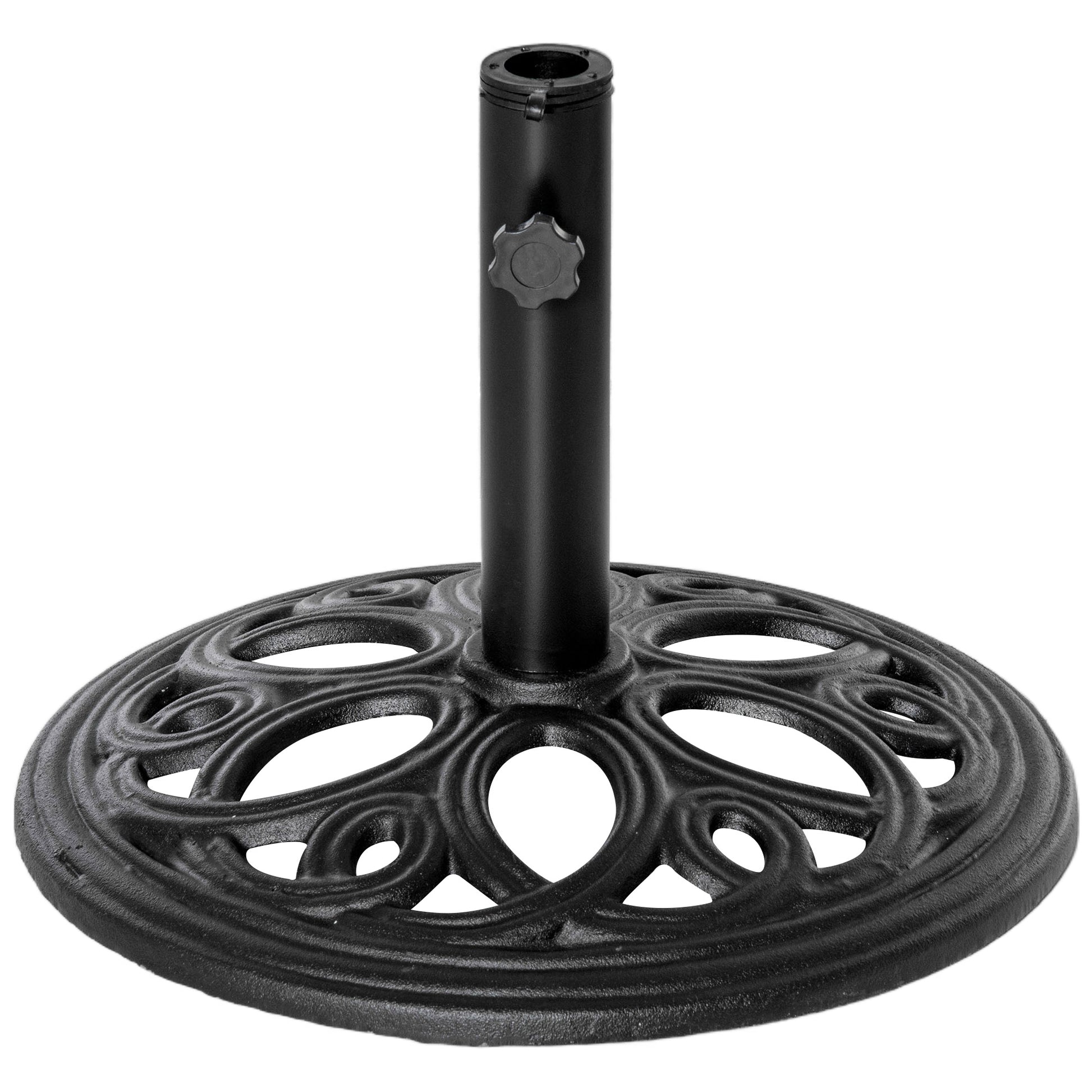 Outsunny 11.5 kg Cast Metal Round Patio Umbrella Base Stand, Umbrella Holder for Outdoor, Patio, Garden, Black Default Title