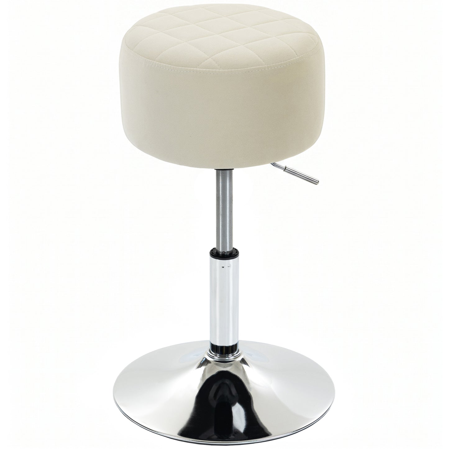 HOMCOM Bar Stool Adjustable Swivel Chair Velvet-Feel Seat 1 Piece, Beige