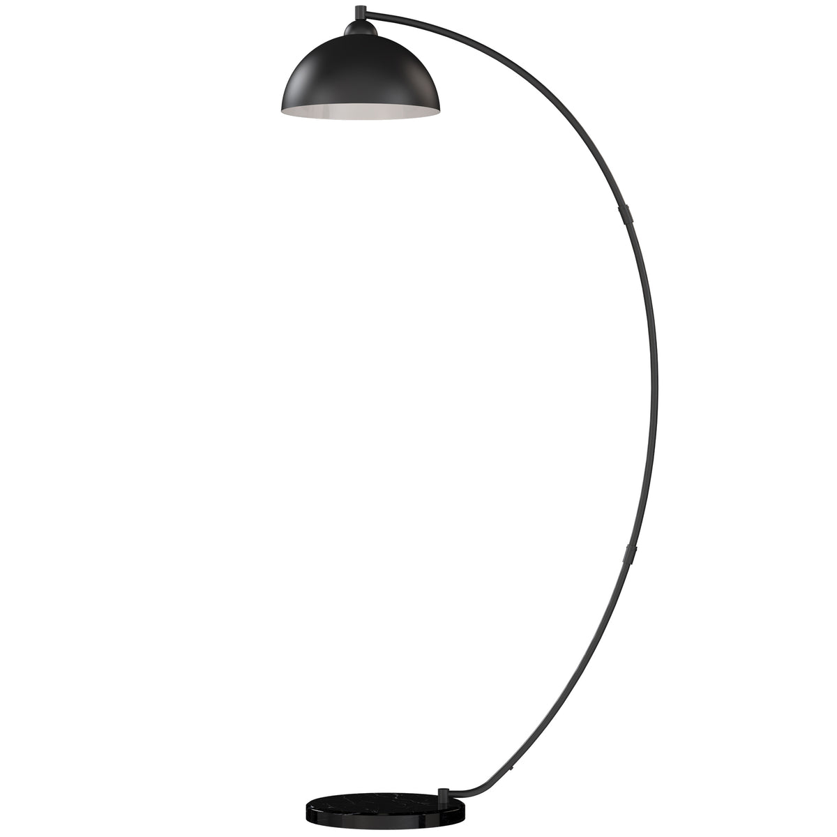 HOMCOM C-Shaped Floor Lamp, Modern Standing Lamp with Bowl-Shaped Reflective Shade, Foot Switch and Marble Base, Black Default Title