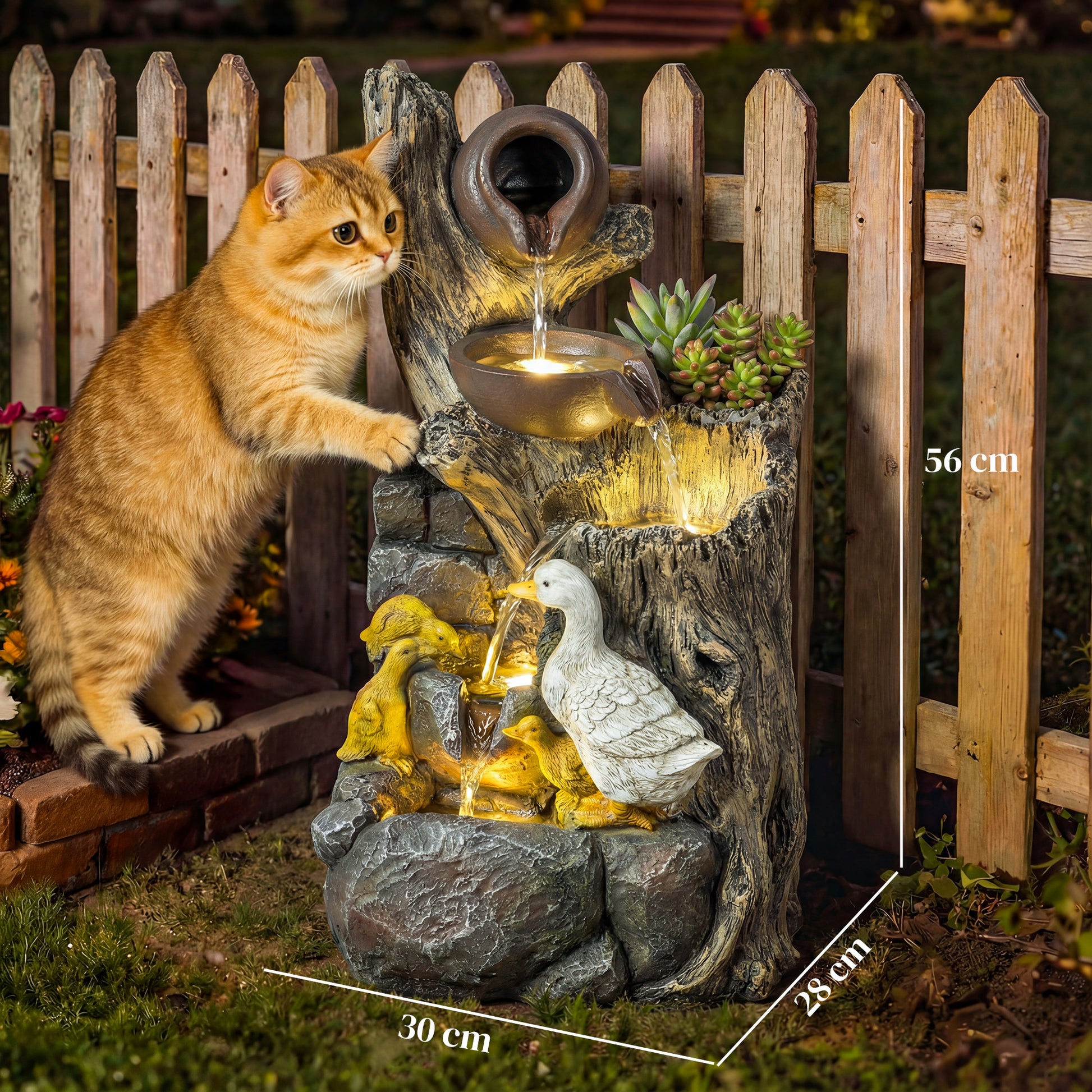 Outsunny 5-Tier Outdoor Waterfall Fountain, Freestanding Self-Contained Cascading Water Feature Garden Landscape