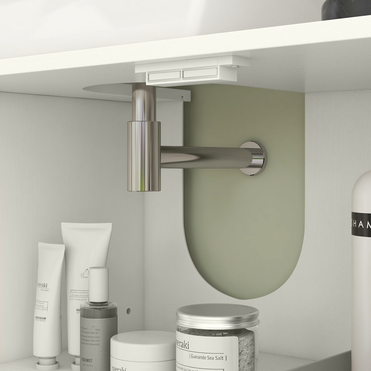 HOMCOM Under Sink Cabinet, Bathroom Sink Cabinet with U-Shaped Cutout, Two-Level Cupboard, Adjustable Shelf for Basin, Cream
