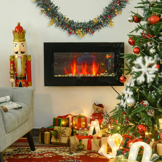 HOMCOM 1000W/2000W Electric Wall Fireplace w/ LED Flame Effect Timer Remote Sleek Stylish Safe Home Heating 20-25ãŽ¡