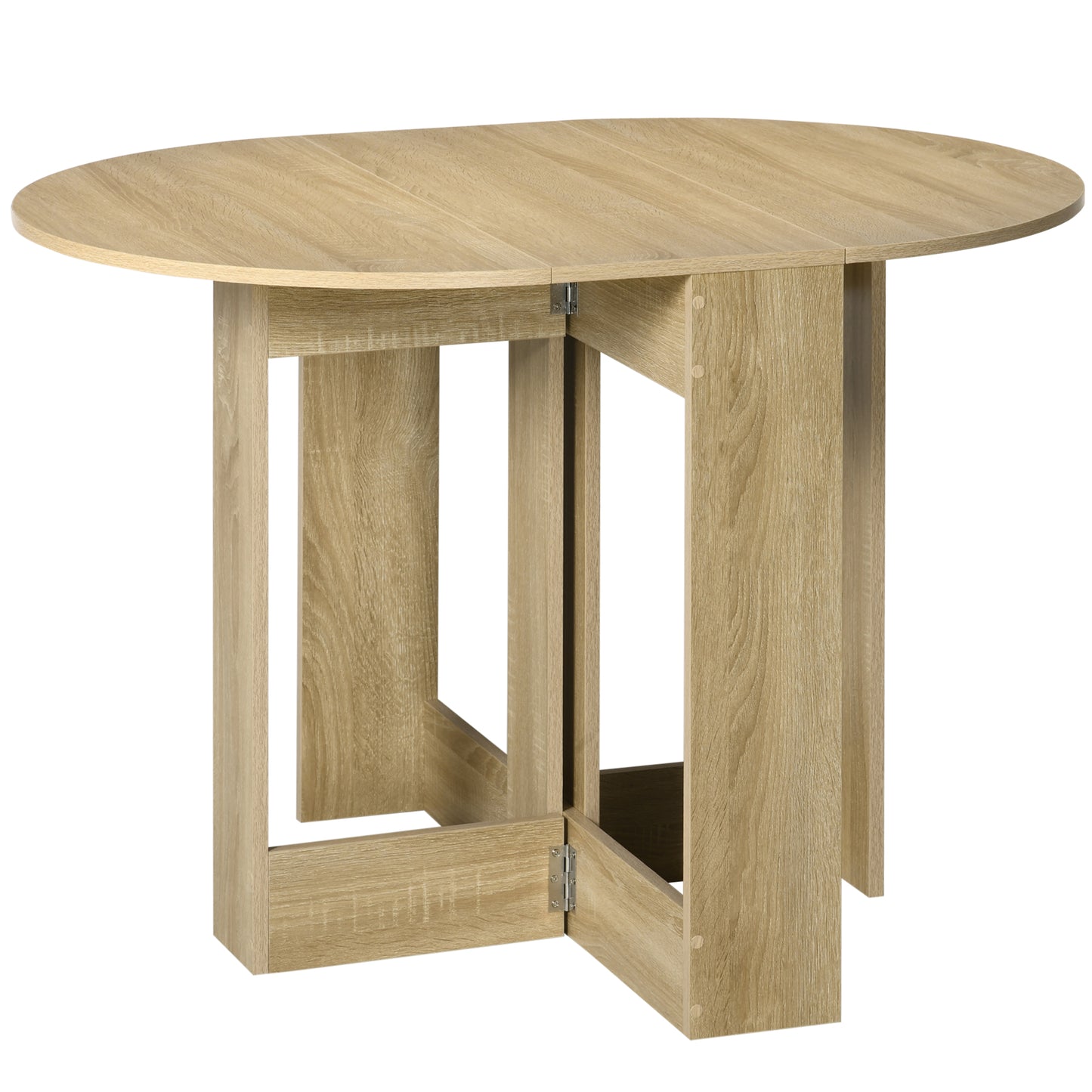 HOMCOM Space-saving Drop Leaf Table, Folding Dining Table for Small Space, Kitchen, Dining Room, Oak Default Title