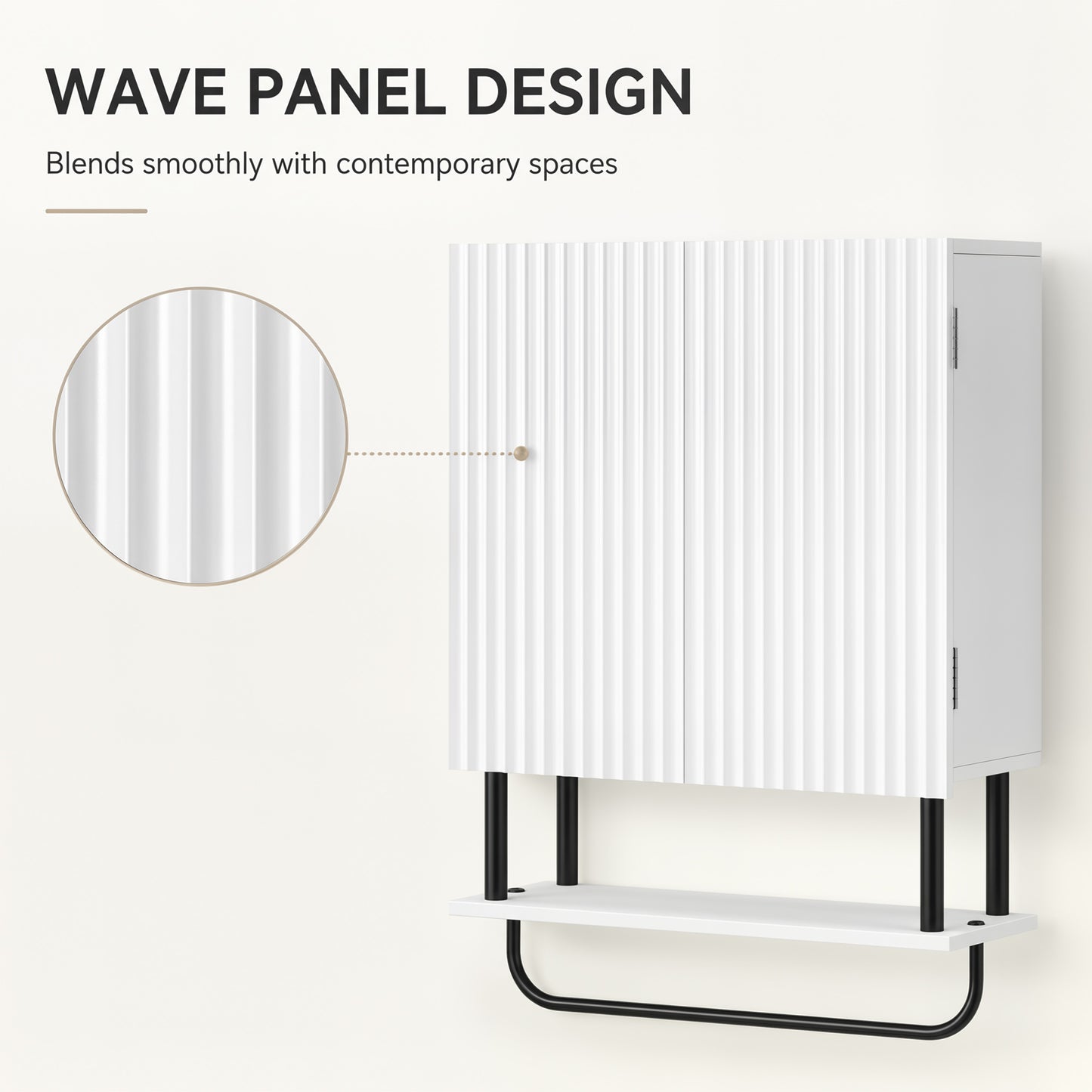HOMCOM Bathroom Wall Cabinet Modern Space Saver Wall Mounted Cabinet Doors Storage White